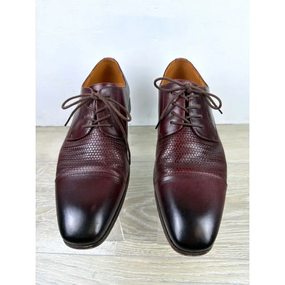 Florsheim Cap Toe Oxford Dress Shoe Mens 10.5D Burgundy Woven Texture Leather